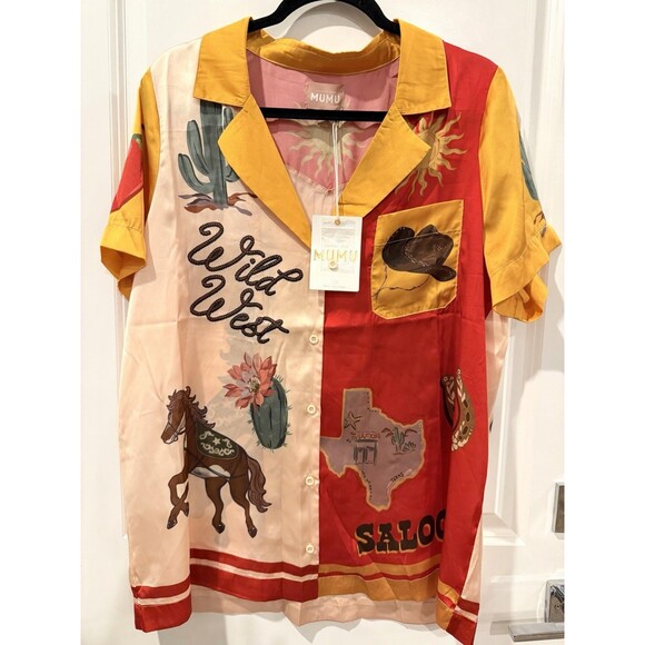 Show Me Your MUMU Home and Away PJ Set Lone Star Silky Shorts Women Size Medium - Picture 8 of 16